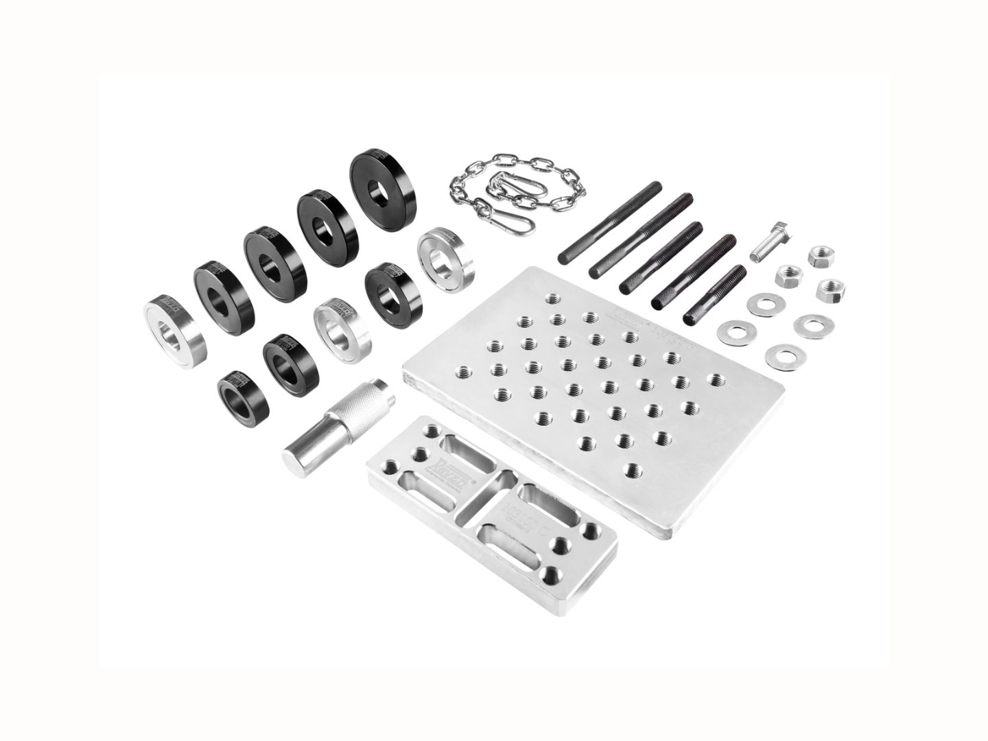 CONJUNTO EXTRATOR E INSTALADOR ROLAMENTOS DA RODA COM APOIO P USO PRENSA MECANICA - RAVEN - Imagem 3