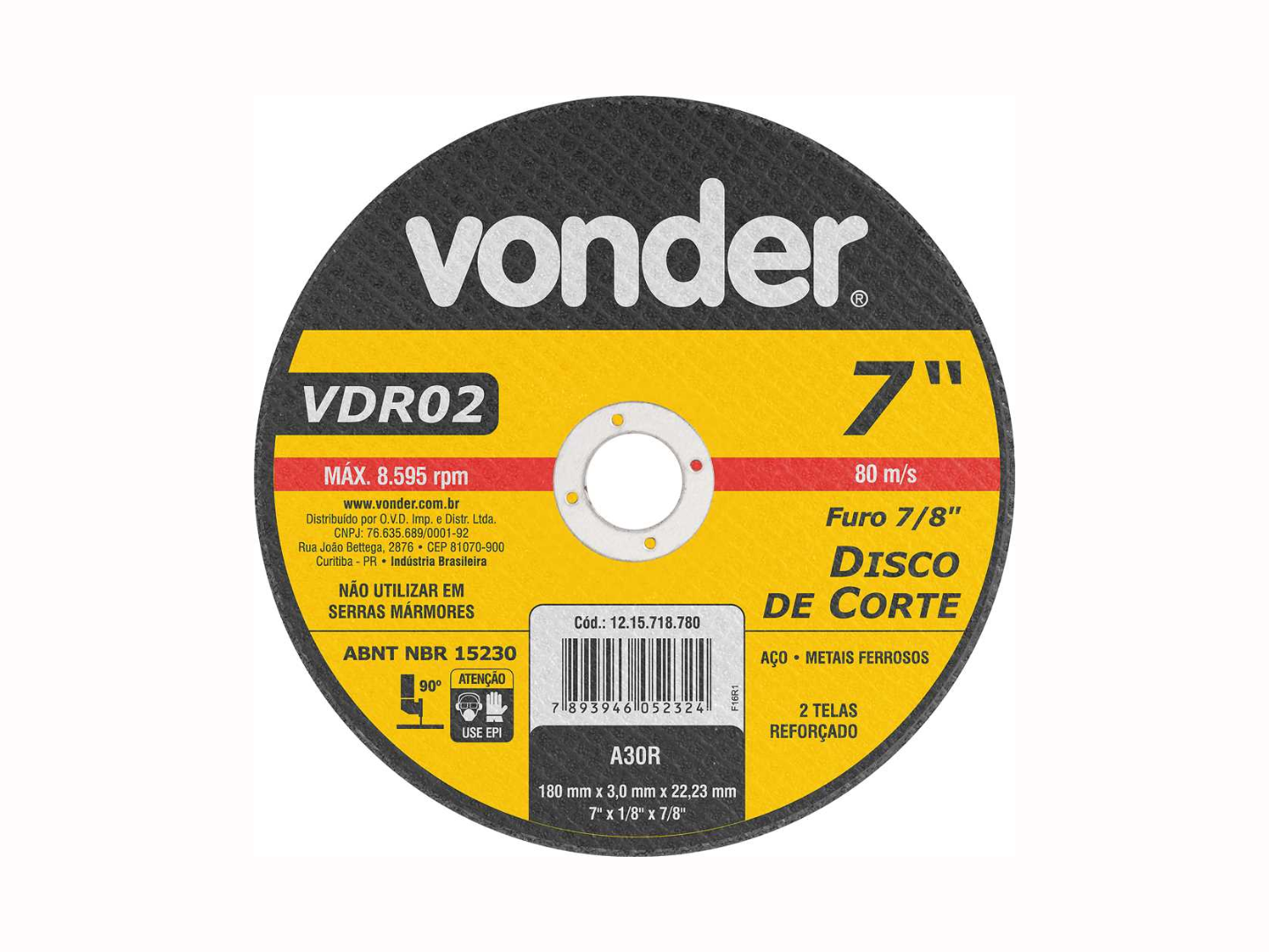 DISCO CORTE 180,0X3,0X22,23 - VONDER