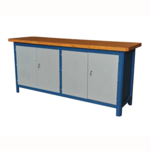 BANCADA COM TAMPO EM MADEIRA FECHADA 40 MM E 2 PRATELEIRAS - FERCAR