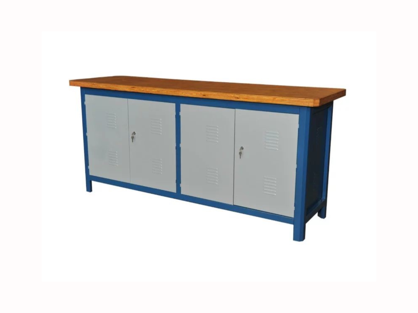 BANCADA COM TAMPO EM MADEIRA FECHADA 40 MM E 2 PRATELEIRAS - FERCAR